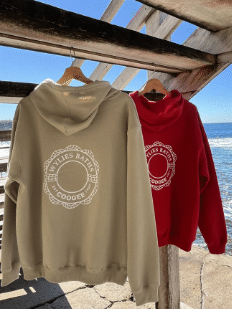 Hoodie - Red, Beige